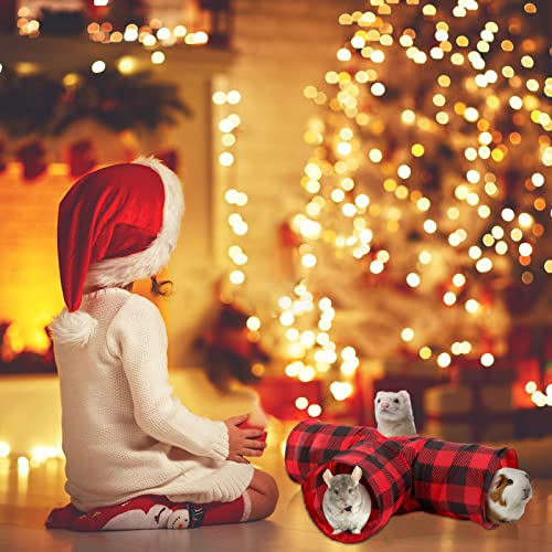 YUEPET Guinea Pig Tunnel, Guinea Pig Toys, 3-Way Play Tubes, Red Plaid | Guinea Pig Play Tubes, Collapsible Design, Hanging Play Ball, Peekaboo Opening, 5.9 in Entrance, Red & Black Plaid - color: Plaid