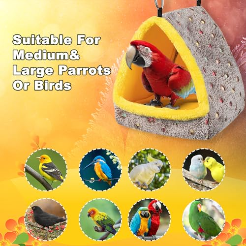 Buachois Warm Bird Nest House,Plush Parrot Hanging Hammock Shed, Bird Bedding for Cage Plush for Parrot Guinea Pig Chinchilla Hedgehog in Winter