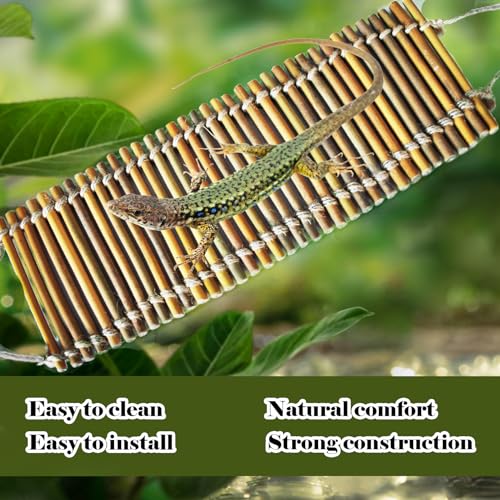 Reptile Climbing Bridge, Bamboo Lizard Ladder Bridge Bearded Dragon Hammock Lizard Lounger Hanging Terrarium Vines Decor Reptiles Habitat Tank Accessories for Gecko Chameleon(4PCS) - style: L【15.6 x 6.1 In】