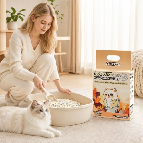 Tofu Cat Litter,Odor Control Clumping Dust-Free 33 lb (6-Pack) | Water Absorbent Flushable Low Tracking Multi-Cat Milk Scent - size: 5.5lb x 6bags, style: Tofu-Milk