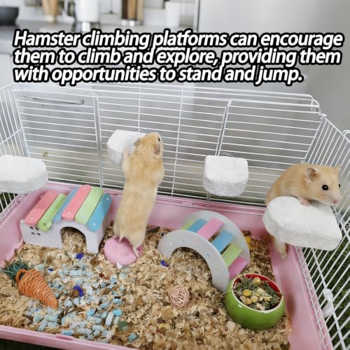 4 Pack Hamster Rat Lava Ledge Platform Teeth Grinding Chewing Toy (S,Grey) | Chinchillas Pumice Teeth Grinding Block Perch Stand Jumping Platform Small Animals Cage Accessories for Gerbil Mouse Bird