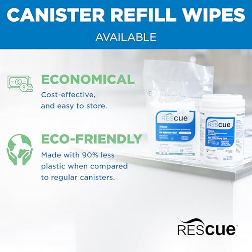 REScue One-Step Disinfectant Cleaner & Deodorizer Wipes for Vet Use – Cleaner for Kennels, Litter Boxes, Vet Offices, Pet Grooming Surfaces, Pet Items – Wipes Canister, 160-Count (Pack of 1) - size: Canister (1 Pack) Wipes