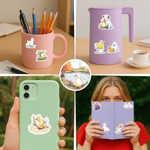 100 PCS Duck Stickers Pack – Waterproof Duck Decals for Water Bottles, Laptops, Phones, Notebook, Cars – Cool Vibrant Graphics for Duck Enthusiast - color: Duck
