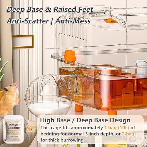 8-in-1 Dwarf Hamster Cage, No Assembly Full Transparent, Small Desktop/Breeding/Nursery Cage, 16.93×11.81×9.45 in, Fits Small Space/Kid’s Room, for Dwarf & Baby Hamsters - color: Pink, size: M