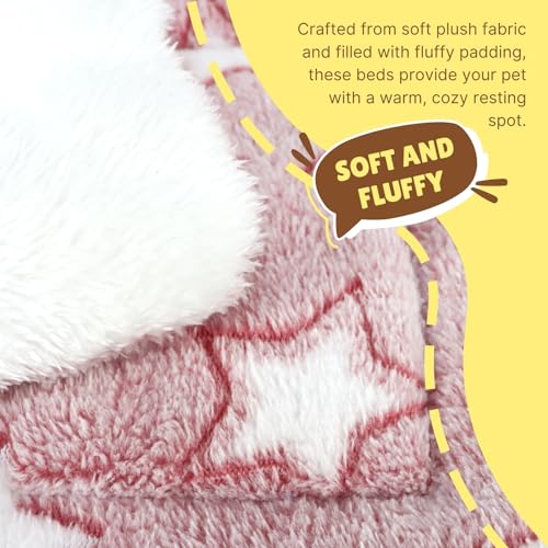 Guinea Pig Bed, 2 Pack (12x10 Inch) Soft Plush Small Animal Bed Mat, Washable Bedding Blanket Sleeping Warm Pad for Bunny, Rat, Ferret, Chinchilla - color: Light Red