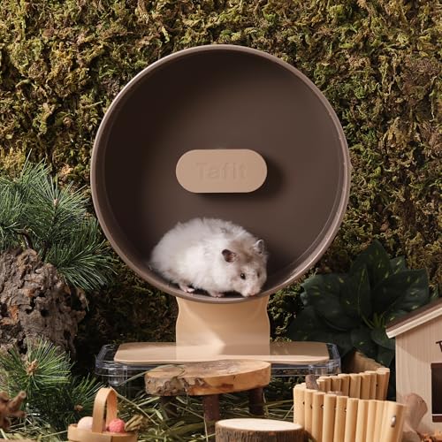 Quiet Hamster Wheel 10.2 Inch Dual-Bearings Silent Small Animals Running Exercise Wheel Height Adjustable for Syrian Hamsters, Gerbils, Rats, or Other Small Pets, Nut Brown - color: Nut Brown, size: 10.2inch