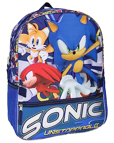 AI ACCESSORY INNOVATIONS Sonic The Hedgehog Tails And Knuckles Kids School Travel Backpack 2 Piece Set With Detachable Lunch Box