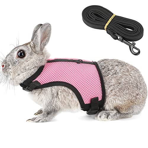 PETTOM Bunny Rabbit Harness with Stretchy Leash Cute Adjustable Buckle Breathable Mesh Vest for Kitten Small Pets Walking (Pink,XL) - color: Pink, size: XL(Chest:12.5-15.7 in)