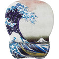 MROCO Ergonomic Mouse Pad with Gel Wrist Rest, 9.4 x 8.1 in, Great Wave | Ergonomic Shape Design, Multiple Pattern Options, Gel Wrist Comfort, Smooth Lycra Surface, Non-Slip PU Base - color: Great Wave