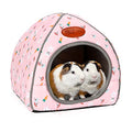 BWOGUE Guinea Pig Bed Large Hide-Out Cozy House Bed for Rabbits Ferret Chinchilla Bearded Dragon Winter Warm Cage Nest Hamster Accessories Cute Bunny and Carrot Pattern | Removable Cushion for Cleaning, Warm Fleece Nest, Washable Bed, 10.6 x 10.6x 11 in,