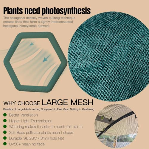 Poray 8.2x4FT Pop up Tunnel Crop Cage, 6FT High Plant Netting Cover for Garden, Pest Guard Barrier for Vegetables & Fruits, Durable Animal & Insect Protection Net - size: Large 8.2x4.1x6FT