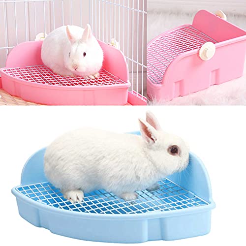 kathson Large Rabbit Litter Box Bunny Corner Toilet Box Potty Trainer Bigger Pet Pan Small Animal Cage Toilet Bedding Box Fanshaped for Adult Guinea Pigs Chinchilla Ferret Galesaur - color: Pink