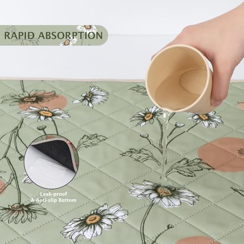 IEUUMLER Washable Pee Pads for Dogs, 2 Pack Non-Slip & Waterproof Pack Whelping Pad, Reusable Washable Puppy Potty Training Pad with Fast Absorbent for Playpen EU007 (Grass Green Daisy, 36"X48"-2pcs) - size: 36"X48"-2pcs
