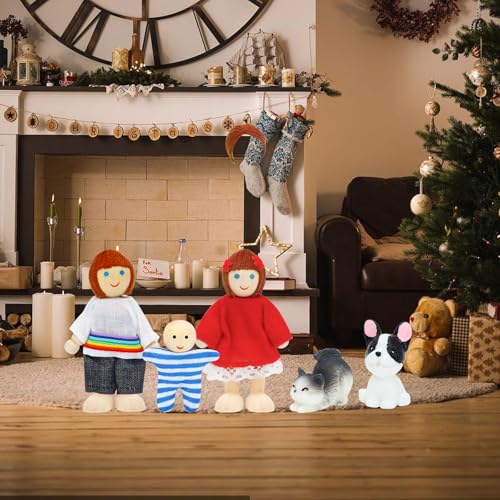 ONEST 10 Pieces Wooden Dollhouse Family Set Mini People Figures Sets Dollhouse Dolls Wooden Doll Family Pretend Play Figures Accessories for Pretend Doll House - style: Household Style