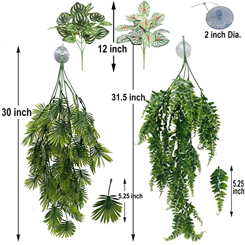 Reptile Plant for Bearded Dragon Tank Accessories, Terrarium Plant Artificial Decor for Snake Cage, Fake Plant for Leopard Gecko Habitat, Lizard Chameleon Ball Pythons (Group E) - color: Group E