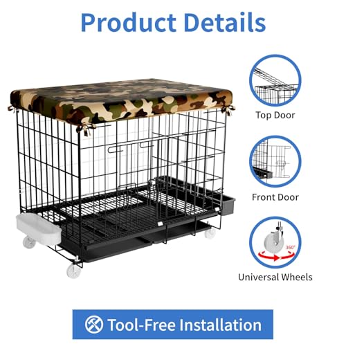STILLCOVE Small Chicken Cage Outside, with Waterproof Cover & Bowls | with Removable Trays, Universal Wheels, Small Animal Enclosure for Rabbit, Bunny, Cat, Kitten, Dog, Guinea Pig, Ferret, Duck
