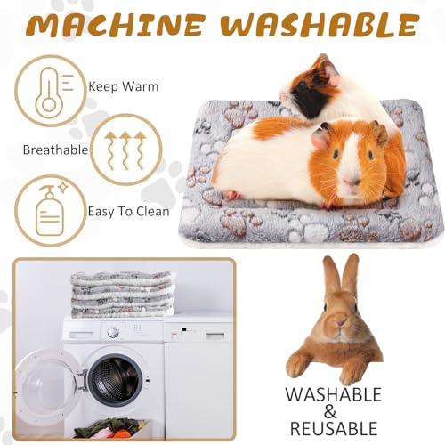 4 Pack Ultra Soft Dog Cat Bed Mat Small Animal Guinea Pig Bed with Cute Print Reversible Fleece Dog Crate Kennel Pad Cozy Washable Thickened Hamster Pet Beds Mat(13 x 10 Inches,Light Gray) - color: Light Gray, size: 13 x 10 Inches