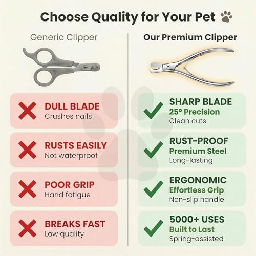 Cat and Dog Nail Clippers for Small & Medium Pets - Precision Pet Nail Trimmer with Included Cat Nail File - Professional Metal Claw Scissors for Kittens, Puppies, Rabbits & Birds