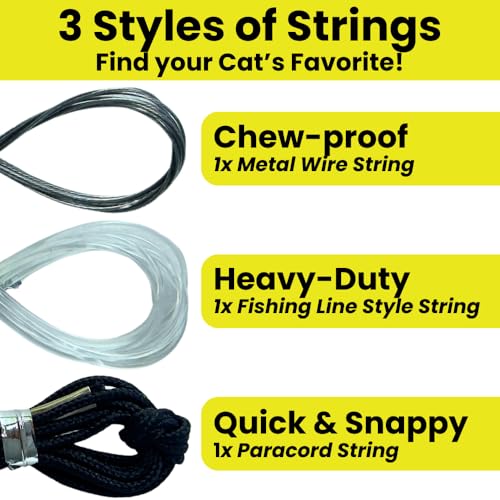 Forever Stick with Cat Toys and Strings Bundle - The Unbreakable Cat Wand Toy, Durable Cat Toy Wand, Extra Long Cat String Toy, Cat Fishing Pole Toy for Bored Indoor Adult Cats, Cat Stick Toy - size: Forever Stick and Extra Toys and Strings