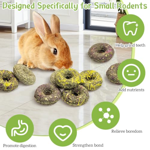 Fhiny 20 PCS Rabbit Chew Toys, Rabbit Treats with Natural Grass and Flowers, Pet Molar Grass Cakes for Guinea Pigs, Chinchillas, Hamsters and Other Small Rodents - size: 20 PCS