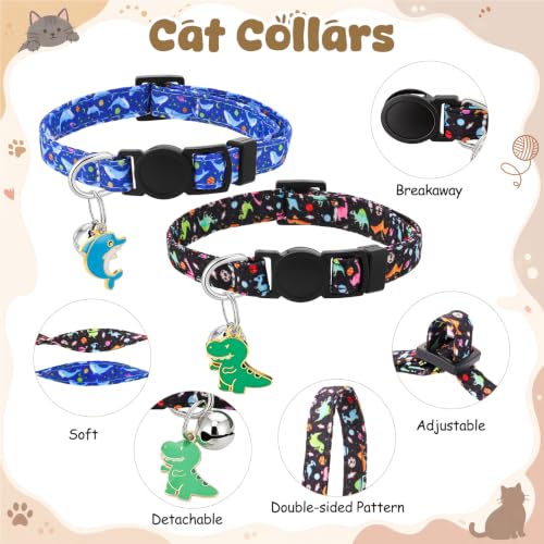 2 Pack Cat Harness and Leash, Escape Proof Adjustable Kitten Harness | Lightweight Soft and Comfortable for Cat Safe Walking and Travel, Dinosaur - color: Dinosaur