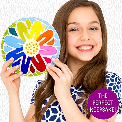 Creative Roots Mosaic Flower Garden Stepping Stone Kit, Includes 7-Inch Ceramic Stone & 6 Vibrant Paints, DIY Stepping Stone Kit for Kids Ages 6+ - style: Flower