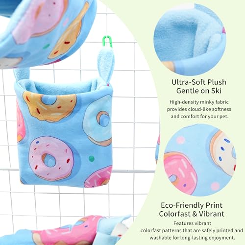8 Pcs Sugar Glider Cage Set, Small Animal Fleece Hammock Set, Hanging Bed, Climbing Bridge and Toys for Sugar Gliders, Fancy Rats, Squirrels,Ferrets,Blue7126-2 - color: Blue