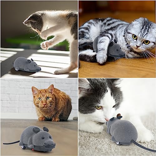 LUVI Remote Control Rat Toy Fake Mouse Flocking Rat Wireless Moving Mouse Cat Toy Dog Toys Funny for Cat Kitten Dog Pet Novelty Gift Trick Playing