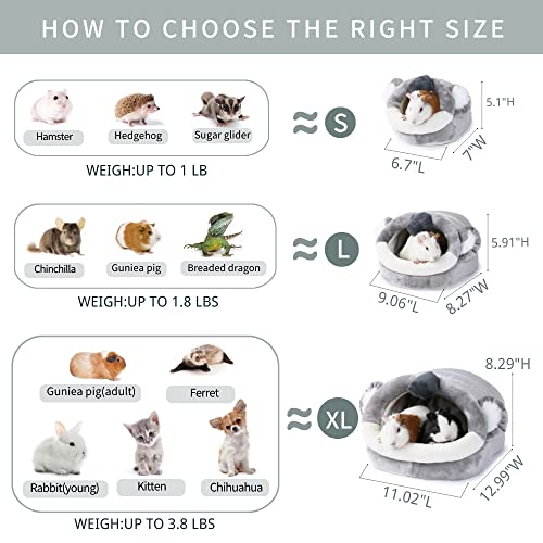 JanYoo Warm Bunny Bed for Rabbits Outdoor Cage Hideout Hut Tent Cave Tunnel Cute House Cotton Washable Winter Gray (XL,Koala) - color: 6-Koala, size: XL