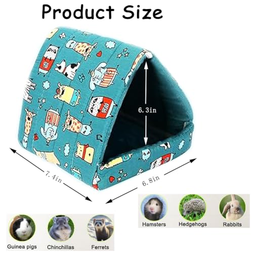 Guinea Pig Hideout Cozy Cotton Washable Tent for Small Animals | Hamster Bed, Portable House Cage Accessories Bunny Hedgehog Mouse Chinchillas Ferrets Bearded Dragons Rats (6.8"x7.4") - color: Blue
