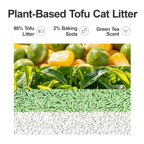 Tofu Cat Litter – Green Tea Scented for Long-Lasting Freshness, Plant-Based Kitty Litter, Flushable, Low Dust, Non-Stick Pellets for Easy Scoop & Clean, 5.5 lb - size: 5.5lb x 1 bag
