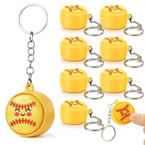 Kenning 12 Pcs Softball Clicker Fidget Keychain Bulk 3D Printed Fidget Toys for Stress Relief Softball Party Favors Team Gifts for Girls Coach Player Fans Goodie Bag Stuffers Back to School Gifts - style: Softball