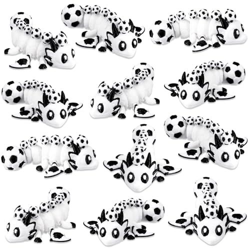 Honoson 12 Pcs 3D Printed Animals 5-7cm, Football Dragon | Articulated Fidget Animals, Flexible 3D Printed Figures for Stress Relief, Cute Mini Joints for Party Favors and Display - size: 5-7cm, style: Football Dragon