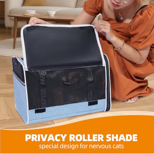 Cat Carrier for Travel, Soft-Sided, Top Loading, Privacy Curtain, to 20 lbs | Medium Pet Carry Bag Anxious Cat, Vet Visits Car Transport, Luggage Sleeve Suitcase Attachable Small Puppy Crate Kennel Blue - color: Blue