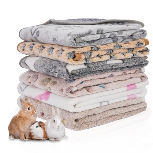 6 Pack Guinea Pigs Fleece Blankets, Soft Plush Mats for Rabbits Hamsters, Washable Small Pet Cage Bedding, Cozy Burrow & Snuggle Cover for Puppies Kittens Travel (26 x 14 Inch, Dark Color) - color: Dark Color, size: 26x14 Inch /6 Packs
