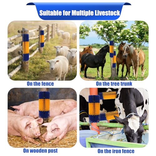 2pcs, Horse Brush, Livestock Scratching Brush, Goat Brush, Goat Scratching Post, Includes 8 Screws, Livestock Scratcher For Horses, Cows, Goats & Pigs Promotes Cleanliness & Skin Health