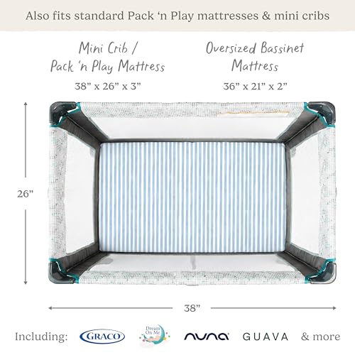 Pack and Play Sheets Fitted, Mini Crib Sheets for Graco Pack N Play Playard (38x26), Ultra Soft Cotton Blend, Safe & Snug Playpen Mattress Sheet for Baby Boys Girls, Airplane in The Clouds, 2-Pack - color: Watercolor Airplanes and Clouds