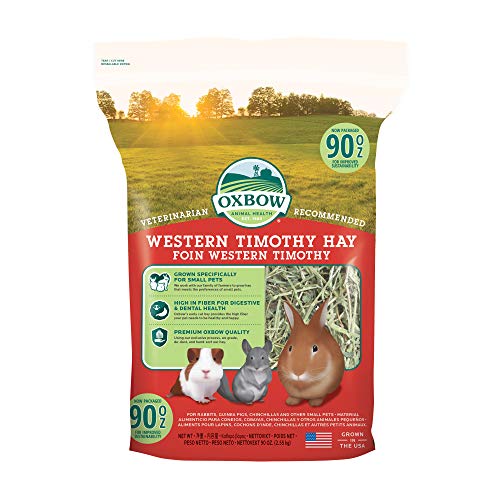 Oxbow Western Timothy Hay, Rabbit & Guinea Pig Hay, High Fiber, USA, 90 oz | Oxbow Timothy Hay, Bunny Hay For Rabbits, Guinea Pigs, Bunnies and Chinchillas, Hand-Sorted, De-Dusted, Made in USA - size: 90 Ounce (Pack of 1)