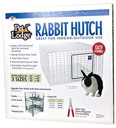 Pet Lodge® Wire Rabbit Hutch | Rust Resistant Galvanized Wire Mesh | Easy to Assemble Stackable Rabbit Cage | Made in USA | 24 X 24