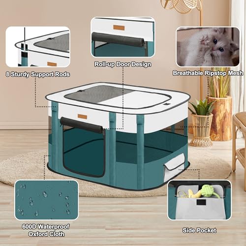 Dog Playpen - Foldable Cat Play Pens for Pubby,Kitten, Rabbit,Portable Pet Tent with Carring Bag for Indoor/Outdoor Travel Camping (Blue-Small) - color: Blue, style: Small