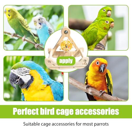 Bird Stand Perch Toy,Interactive Rocking Parakeet Toy and Perch, Wooden Exercise Wheel Cockatiel Toy, Intelligence Puzzle Enrichment Toys,Bird Playground Play Stands for Conure Budgie(C) - color: D