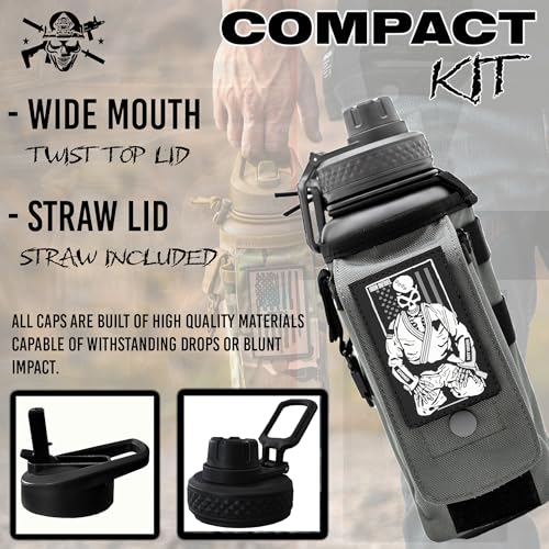 Iron Infidel Battle Bottle - 32 Oz Insulated Water Bottle with Straw Lid & Chug Cap, Stainless Steel Metal Flask Includes Rugged, Removable Sleeve for Keys, Wallet, & Phone (Earned, Not Given 1 Liter) - color: 32oz - Earned, Not Given, size: 32 Ounces