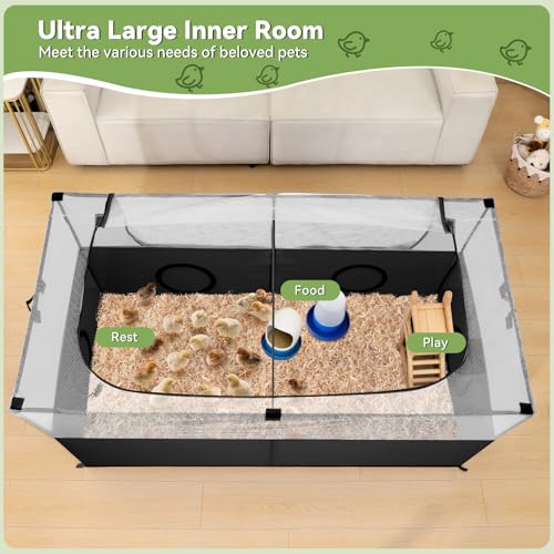 Pawaboo Small Animal Playpen, Foldable Pet Cage Tent, Black | For Puppy Kitten Guinea Pig Rabbit Chicken Hamster, Indoor Outdoor Use, Breathable Mesh Wall and Bottom - color: Black