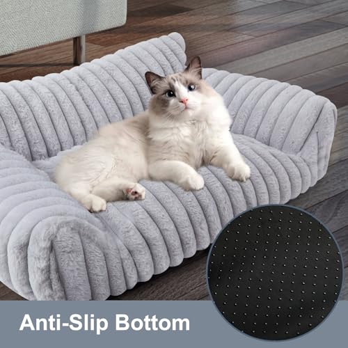 Cute Dog Couch for Medium Large Dogs,Dog Cat Couch Sofa,Dog Bed,L,Grey | Dog Couch Bed with Removable Washable Cover,Cute Fluffy Pet Sofa Cat Couch Bed,Washable Dog Bed Medium Large Size Dog - color: Grey, size: Large(36x27x10")