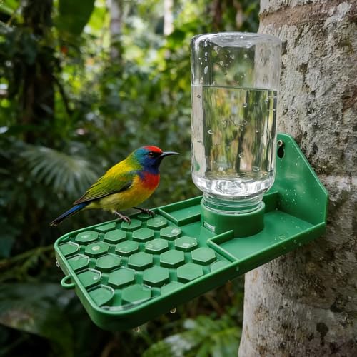 Bee Water Dispenser, Wall or Tree Mounted, for Bees, Butterflies, Hummingbirds and Insects, Green, 2 Pack