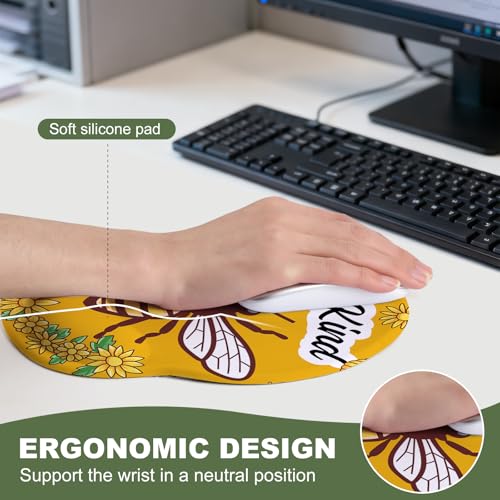 Cute Bee Mouse Pad with Gel Wrist Support, Smooth Surface Ergonomic Mouse pad, Non-Slip Pain Relief Desk Mat for Gaming, Work & Office Desktop - color: Cute Bee