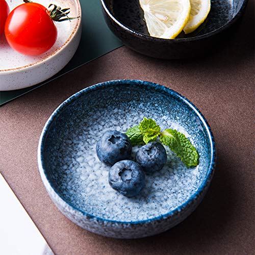Colias Wing 3.5 Inch Japanese Style Classic Porcelain Side Dish Bowl Seasoning Dishes Soy Dipping Sauce Dishes-Set of 6-Blue - color: Blue Snow