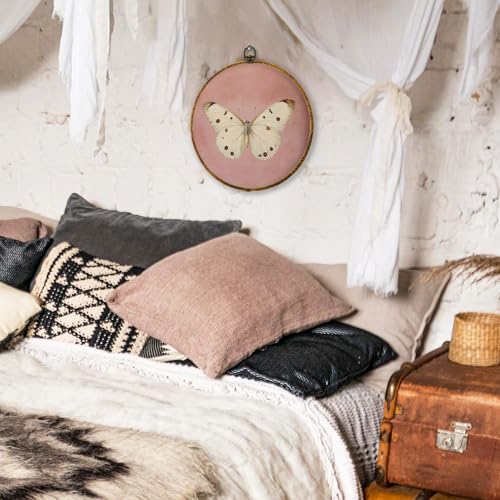 shiviody Neutral Butterfly Canvas Wall Art Decor, Butterfly Nursery Decor, Inspirational Aesthetic Nature Insect Round Hanging Frame Prints Decorations for Home Farmhouse Bathroom 10"x10" - color: Animals-2
