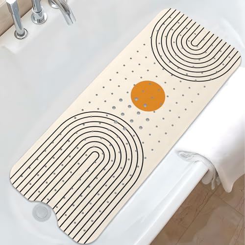 Rainbow Bathtub Mat Non Slip, Baby Bath Mat for Tub Rubber Tub Mat, Kids Bath Mats for Bathroom Modern Geometric Anti Slip Shower Mat with Suction and Drain Holes Machine Washable, 40″X16″ - color: C01, size: 40" x 16" (Rectangular)