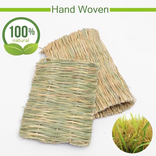 Hamiledyi Rabbit Grass Tunnel,Rabbit Grass Bed Natural Straw Woven Mat Winter Warm Hideaway Hut for Bunny Gerbil Ferrets Chinchilla Guinea Pig - size: Medium(9.1x7.5x6.7in)